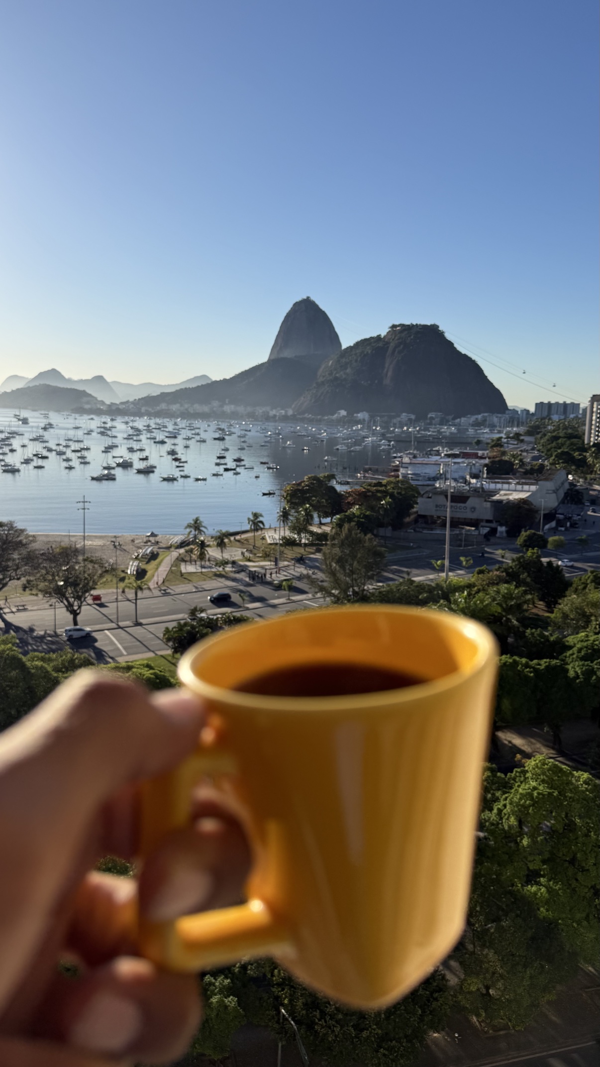 Coffee with a view of Sugarloaf in Rio de Janeiro