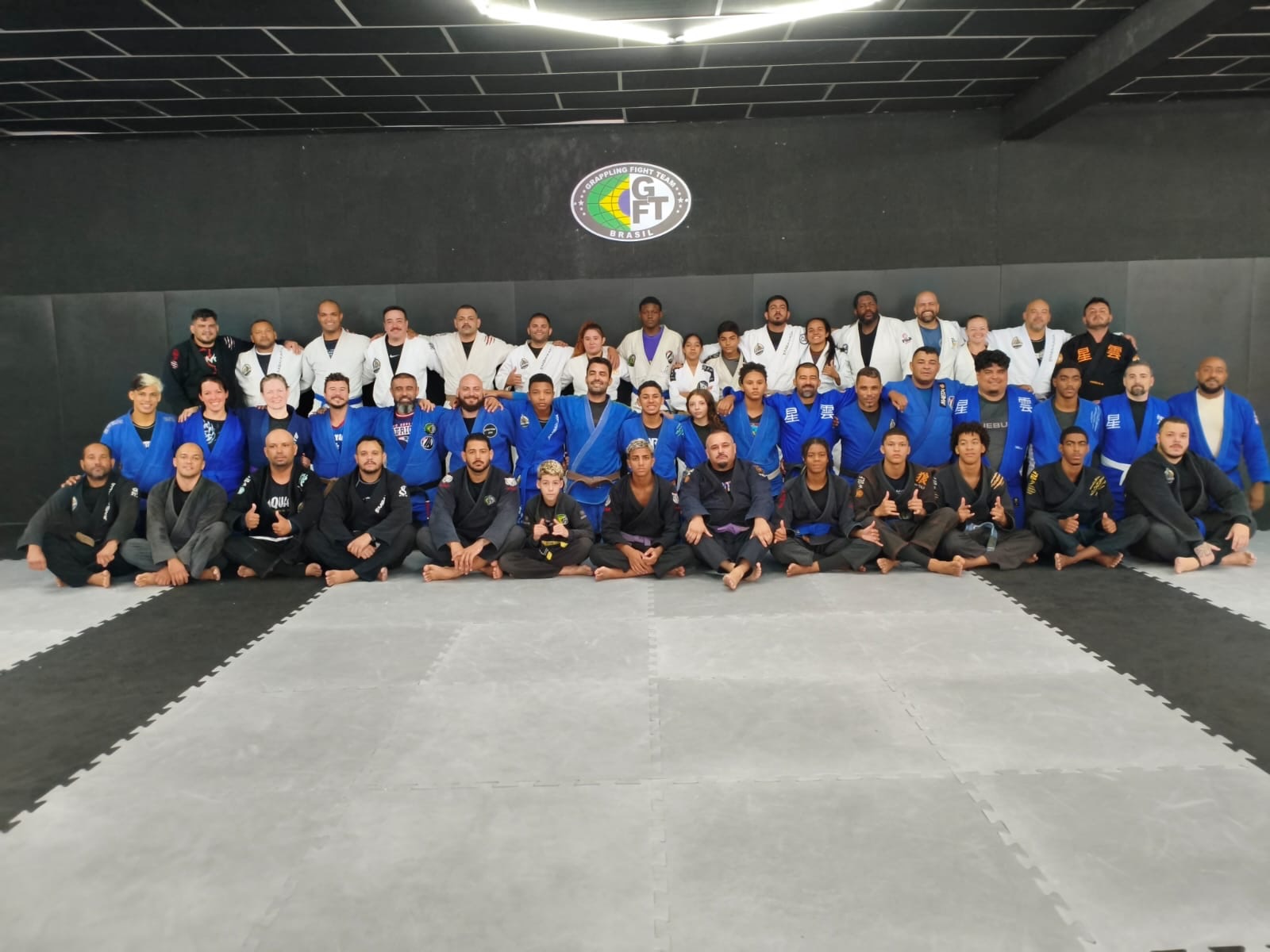 OSS Rio Tour group photo on the mats at GFTeam in Rio de Janeiro