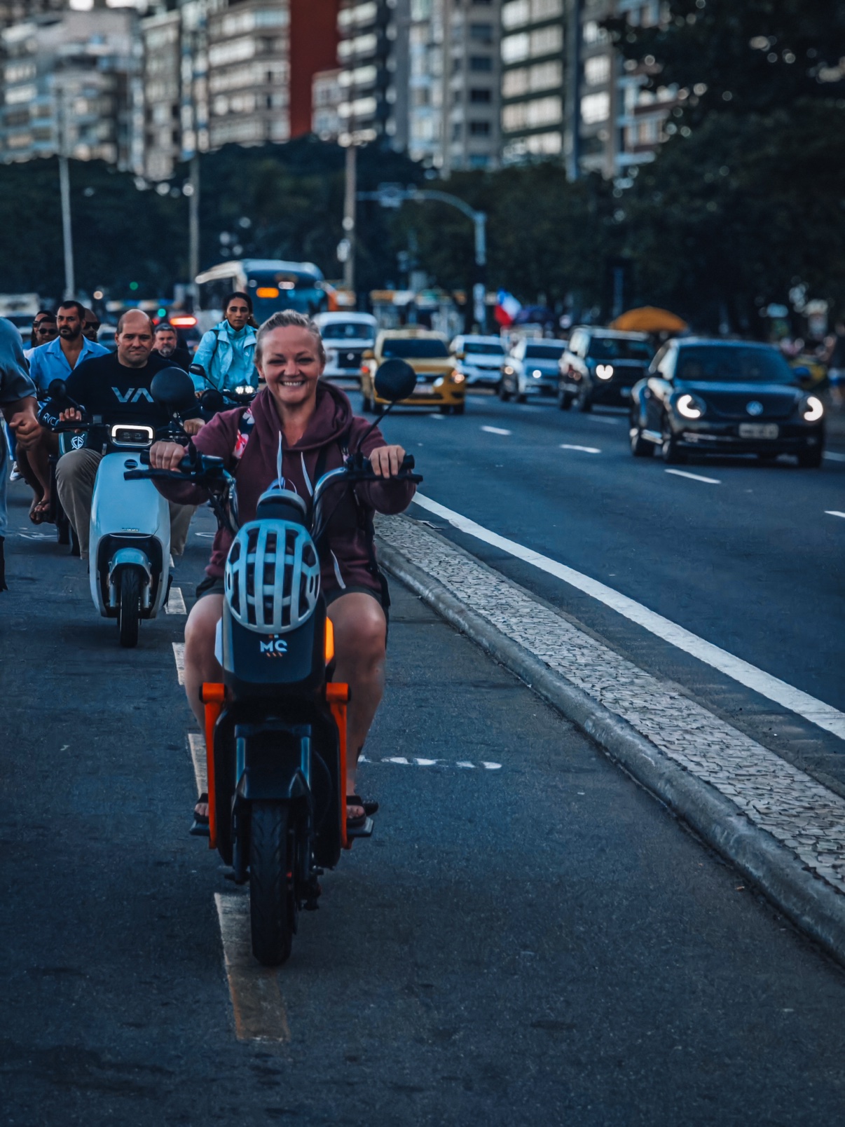 OSS Rio Tour traveler riding a scooter in Rio de Janeiro